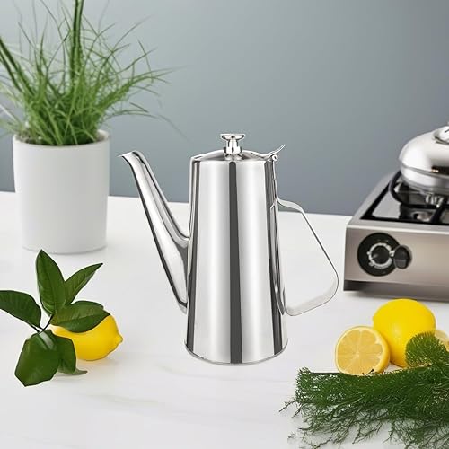 Miniatura 5 de Hervidor de agua fría de acero inoxidable, tetera, tetera, botella de agua para el hogar, cocina, hotel, restaurante (plata, 1.5 L)