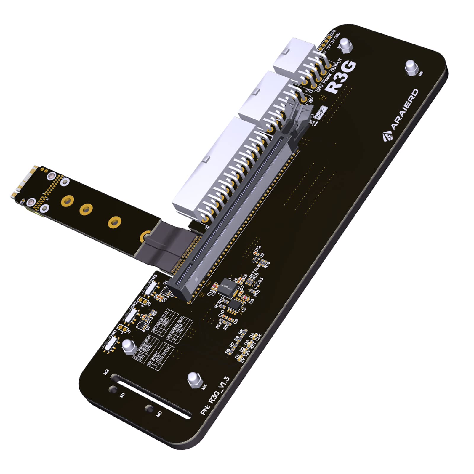 ARAIERD Vertical External Graphics Card Support Bracket with M.2 NVME M-Key Motherboard Cable (50cm)