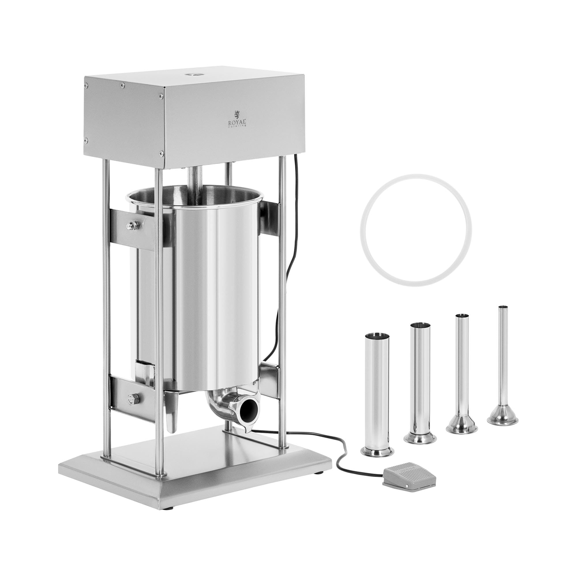 Royal Catering Poussoir à saucisses 20 l électrique avec 4 tubes de remplissage - Machine à saucisse Poussoir à saucisse professionnel