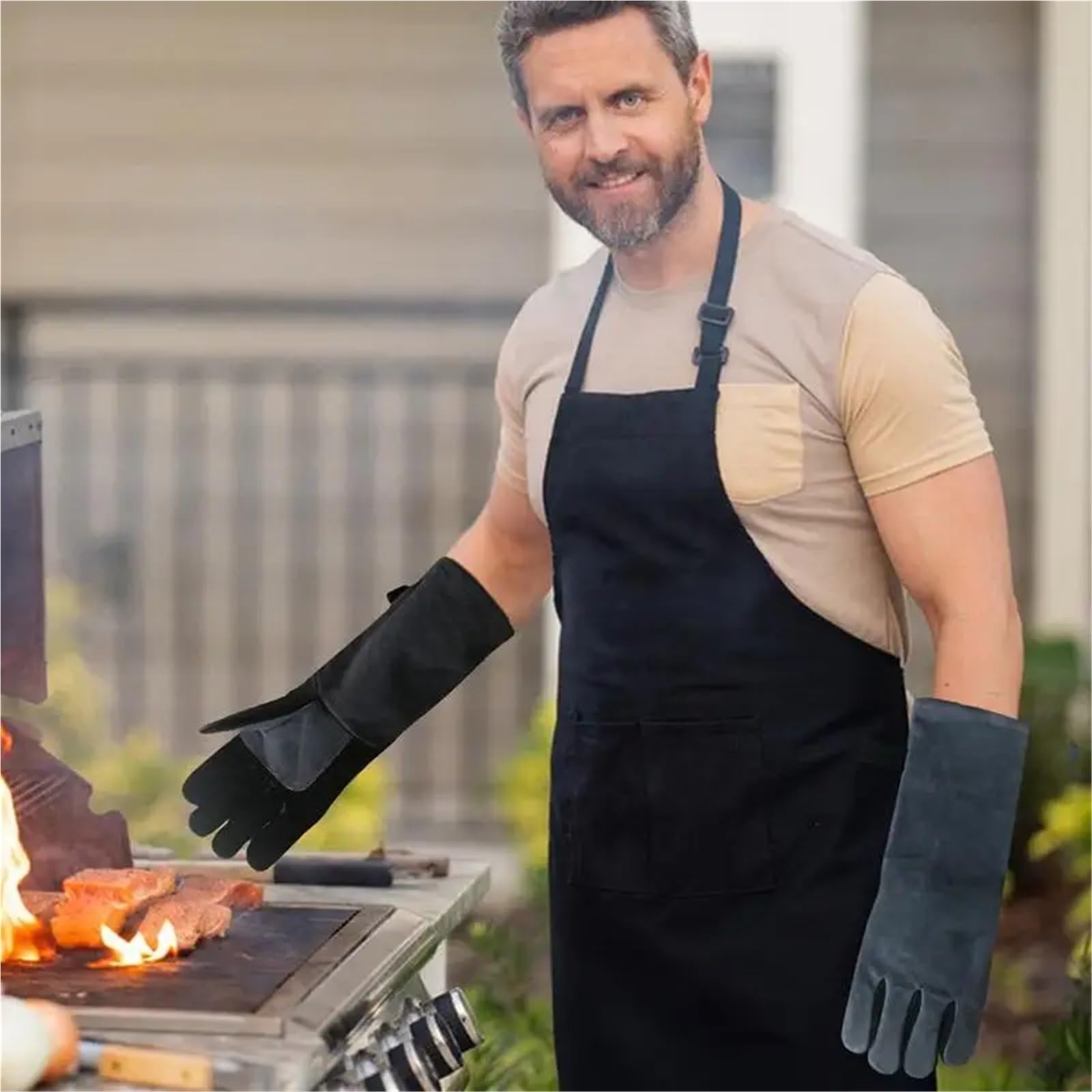 Mitaines De Four Gants de Cuisine isolés en Cuir, Gants Barbecue, Four à Micro-Ondes résistants la température, ignifuges antidérapants