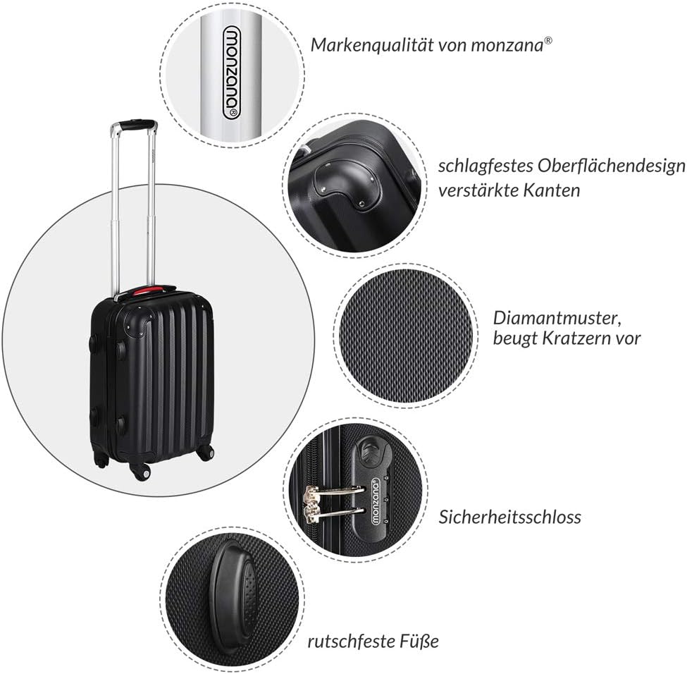 Monzana Handbagage Trolley met Wielen Koffer TSA Slot Maat M Blauw