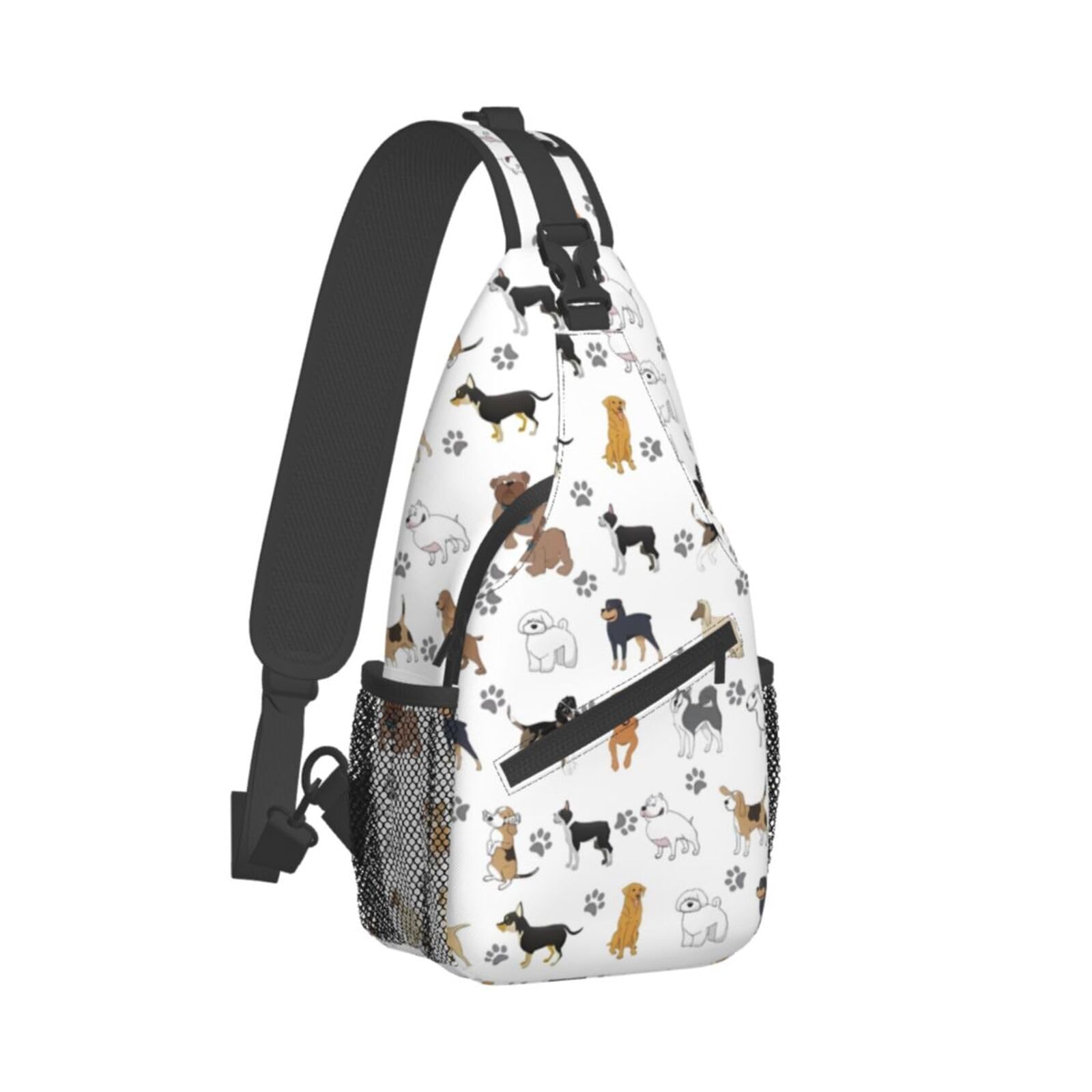 Cute Paw Print Sling Bag Adult Chest Bags Crossbody Backpack Adjustable Casual Daypacks Shoulder Bag for Women Men Travel Bag (White)
