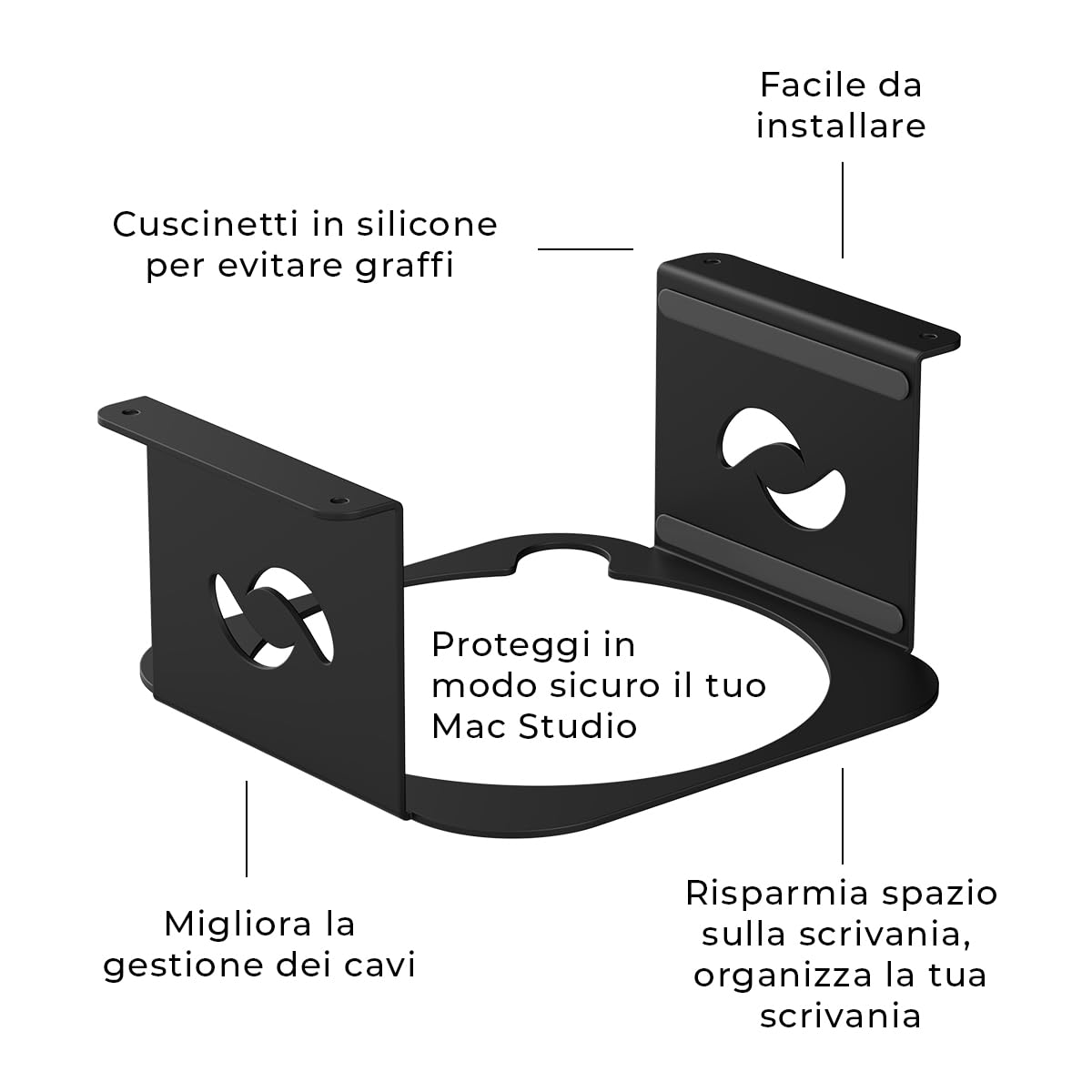 HumanCentric Supporto da scrivania compatibile con Mac Studio Mount, Proteggi o nascondi il tuo Mac Studio sotto la scrivania con un supporto, supporto da scrivania per Apple Studio Mount