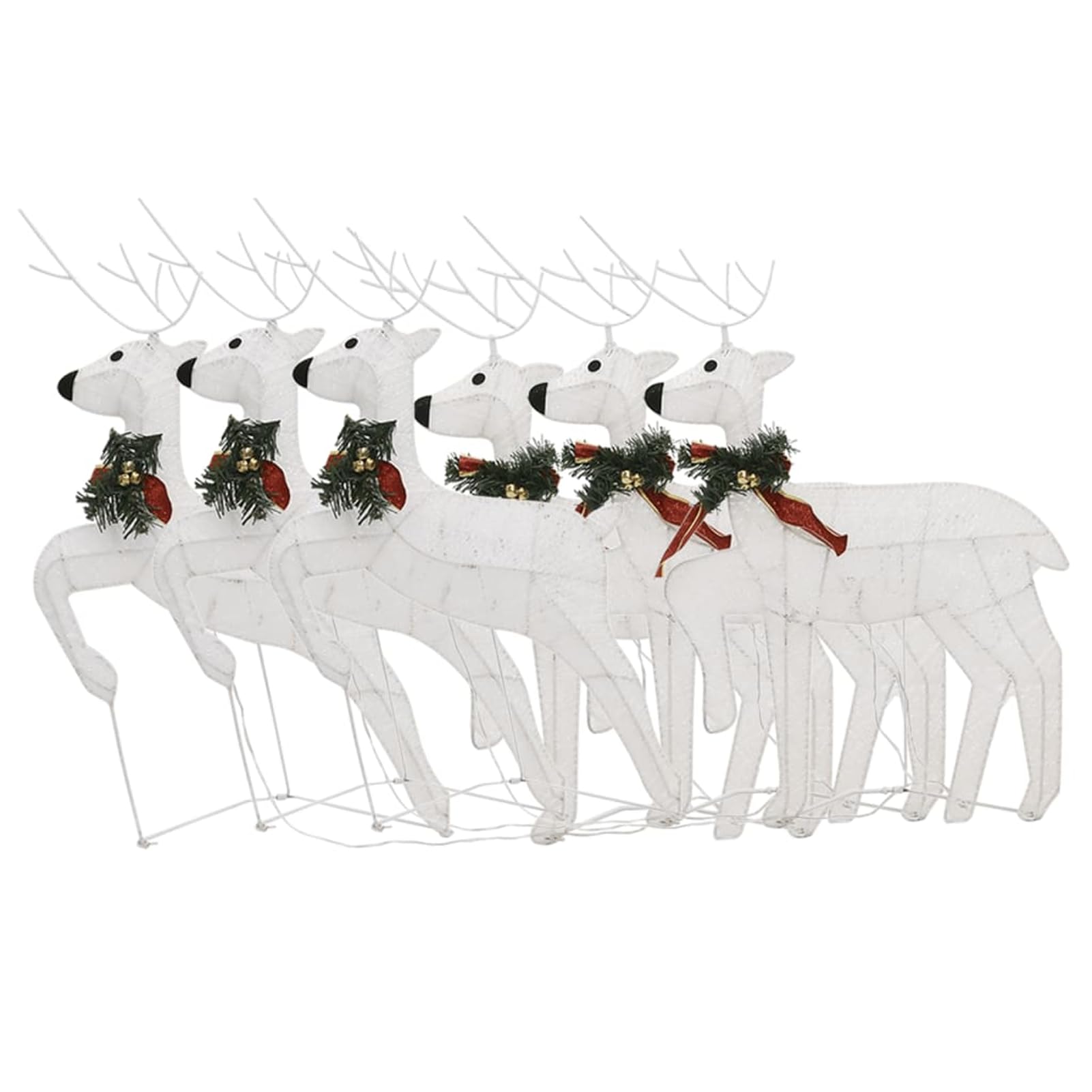 Gecheer LED-Rentiere 6 STK. Weiß 120 LEDs, Weihnachtsdekoration für Weihnachtsmarkt Festliche Eventdekoration Garten Rasen Terrasse Vorgarten Fassade3154271
