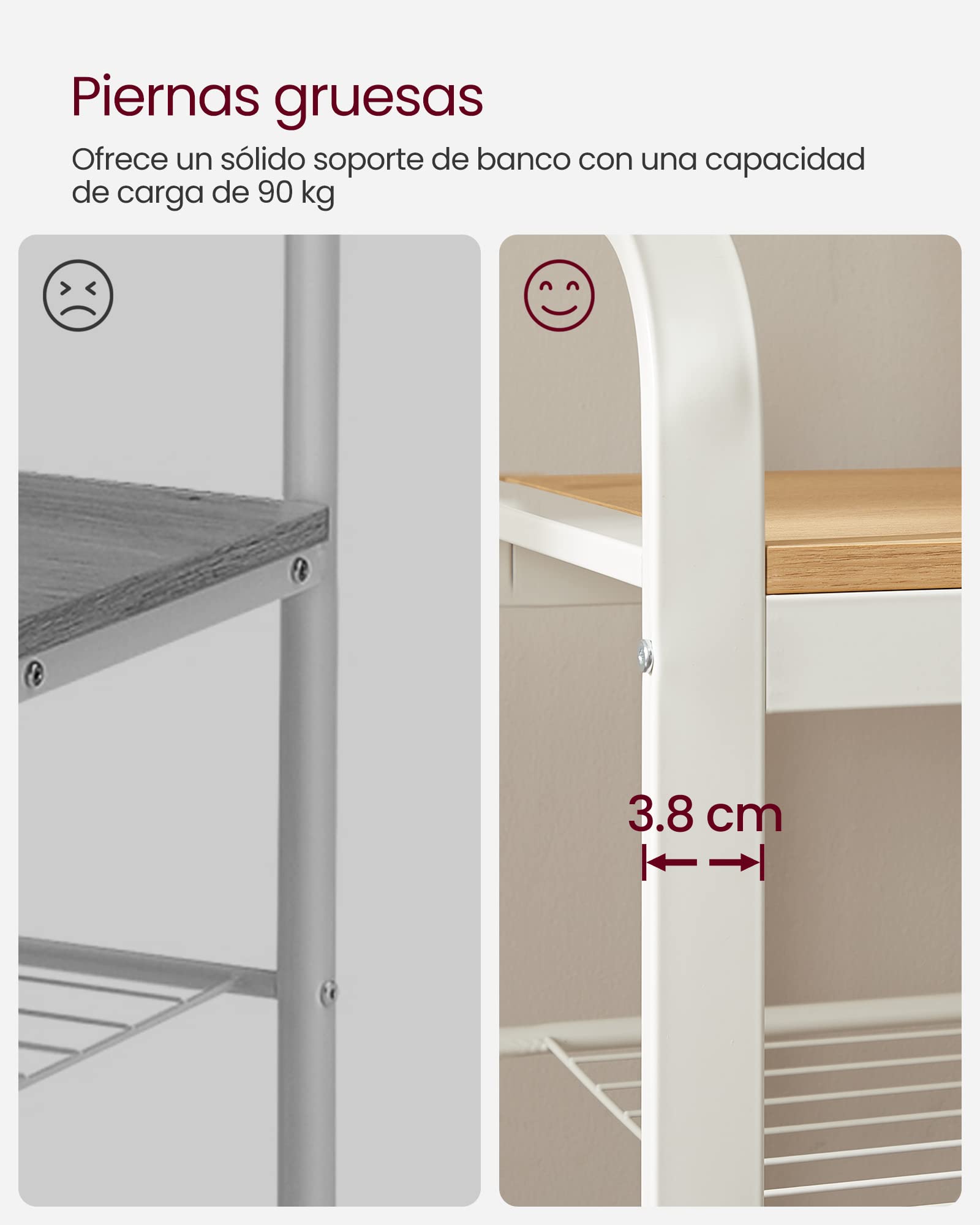 VASAGLE Perchero Zapatero, Perchero con Banco Recibidor, 4 en 1, 9 Ganchos Extraíbles, Barra Superior, para Entrada Pasillo, 33,7 x 72 x 183 cm, Moderno, Roble y Blanco HSR40W