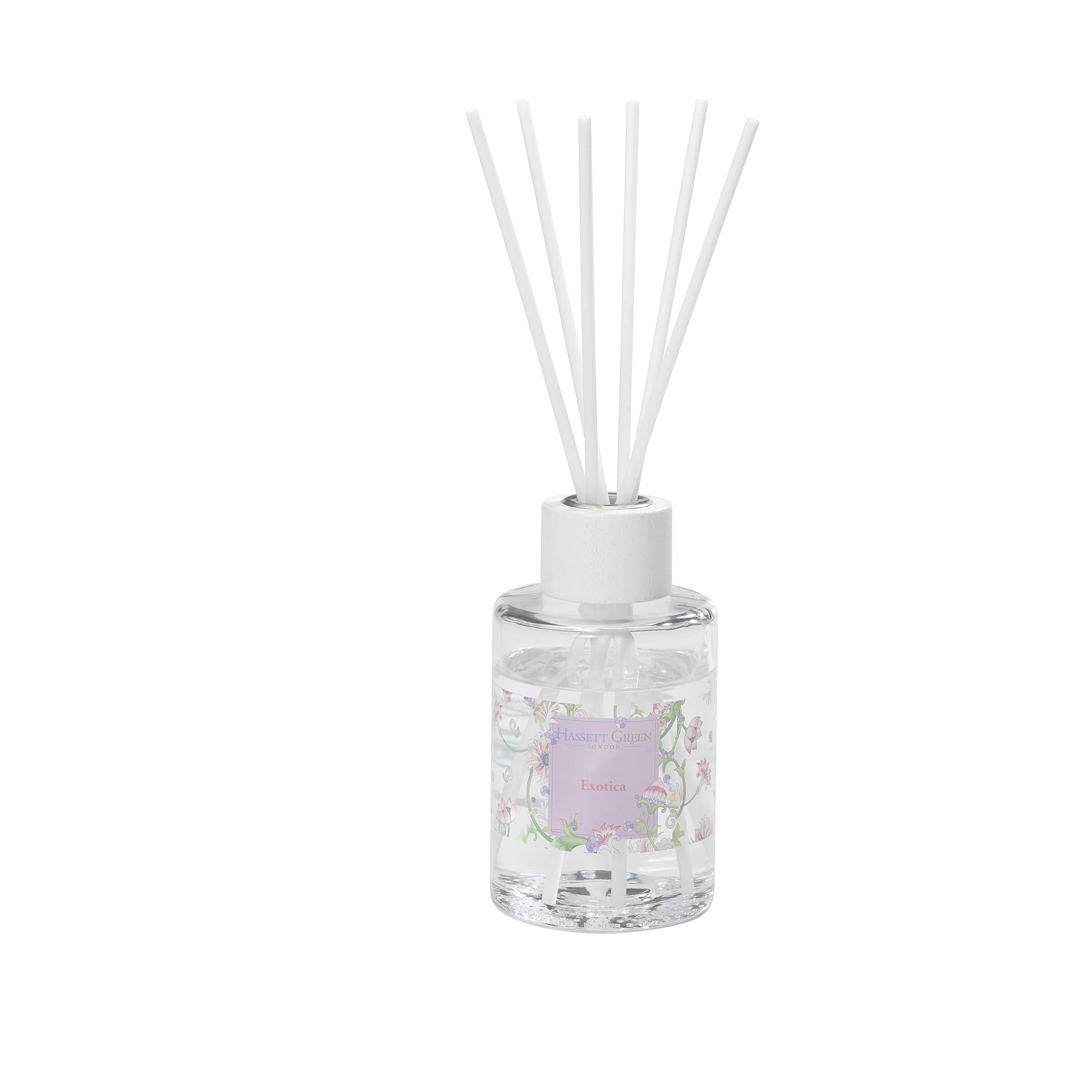 Hassett Green London Clear - Exotica Pear & Melon - Large Fragrance Oil Reed Diffuser - 200Ml Glass Bottle With 6 Thick Fibre Reeds - Packaging-Free