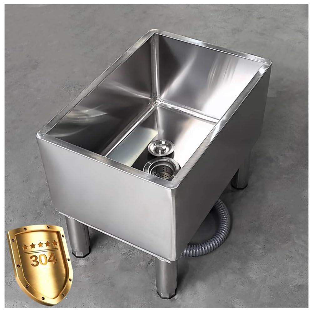 Zlewozmywak ze stali nierdzewnej 304, Heavy Duty, z sitkiem, do garażu, kuchni, restauracji, czyszczenia, regulowane nogi, odporny na rdzę
