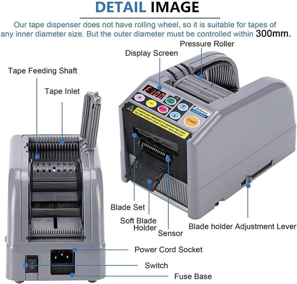 HEQIM Automatic Tape Dispenser Electric Tape Cutting Machine,Packaging Tape with Dispenser,Packing Equipment for Various 6-60mm Width Tapes,Factory,Warehouse,Office,220v