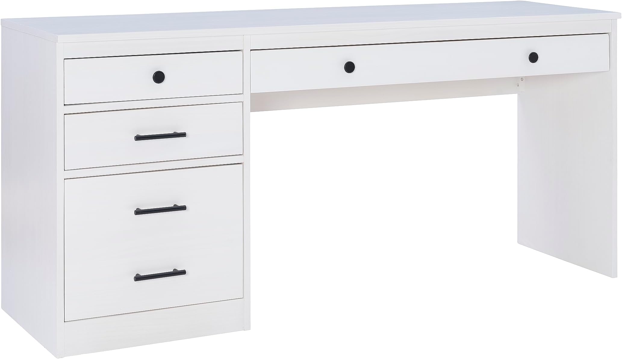 Linon Victor Solid White Washed Brazilian Pine Desk with Three Drawers and One File Storage Drawer