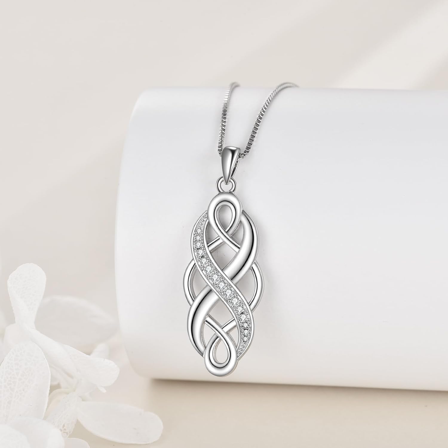 YFN Irish Celtic Knot Created Opal Pendant Necklace Sterling Silver Black Necklaces for Women Men 18" - Image 3