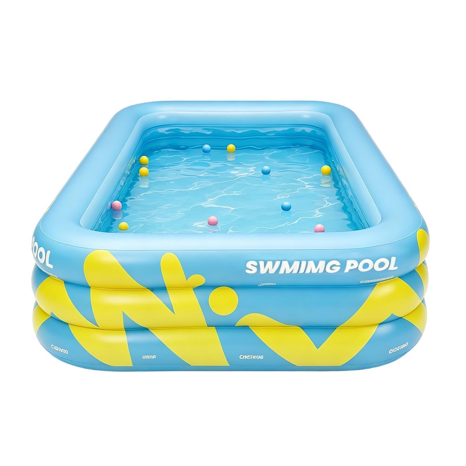 Aufblasbarer Pool 210 cm x 145 cm x 56 cm Verdicktes Kinderspielzeug | Kinderplanschbecken Für Terrasse, Außenbereich, Garten, Hinterhof, Rasen, Park, Party, Schwimmen, , Sommer