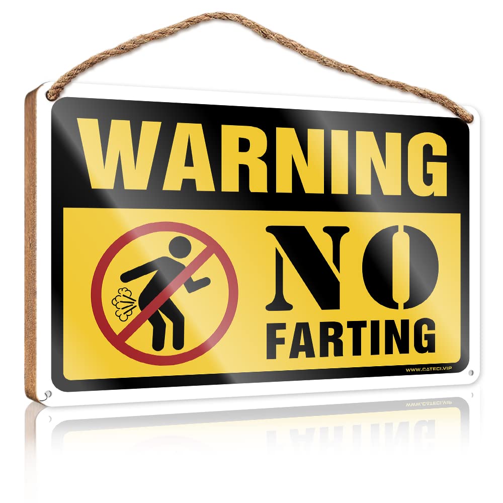 FRINTOXA Funny Door Frame Sign No Farting Warning Wooden Sign(20X30CM)