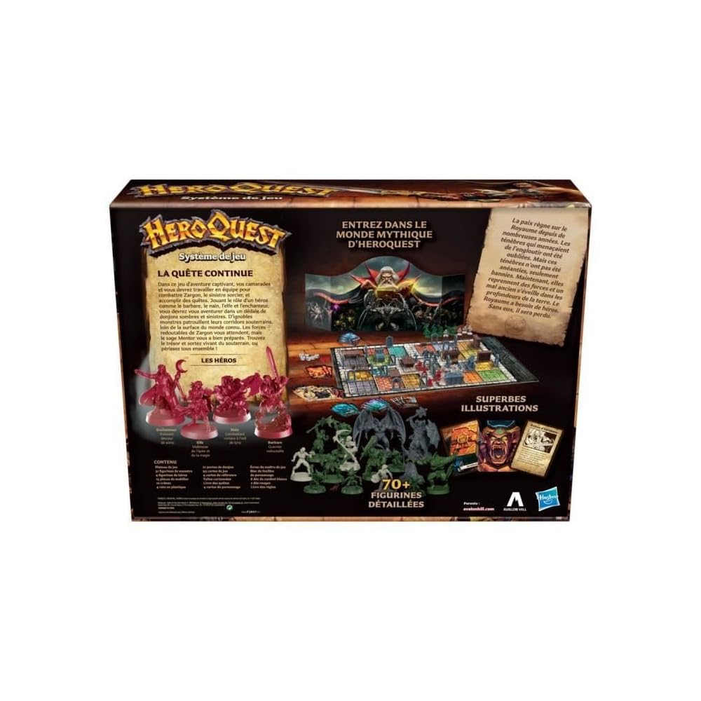 Avalon Hill HeroQuest, Jeu De Société pour Famille et Amis, D'Aventures Fantastiques Style Donjon, 2 À 5 Joueurs, À Partir De 14 Ans, Noir/Argenté