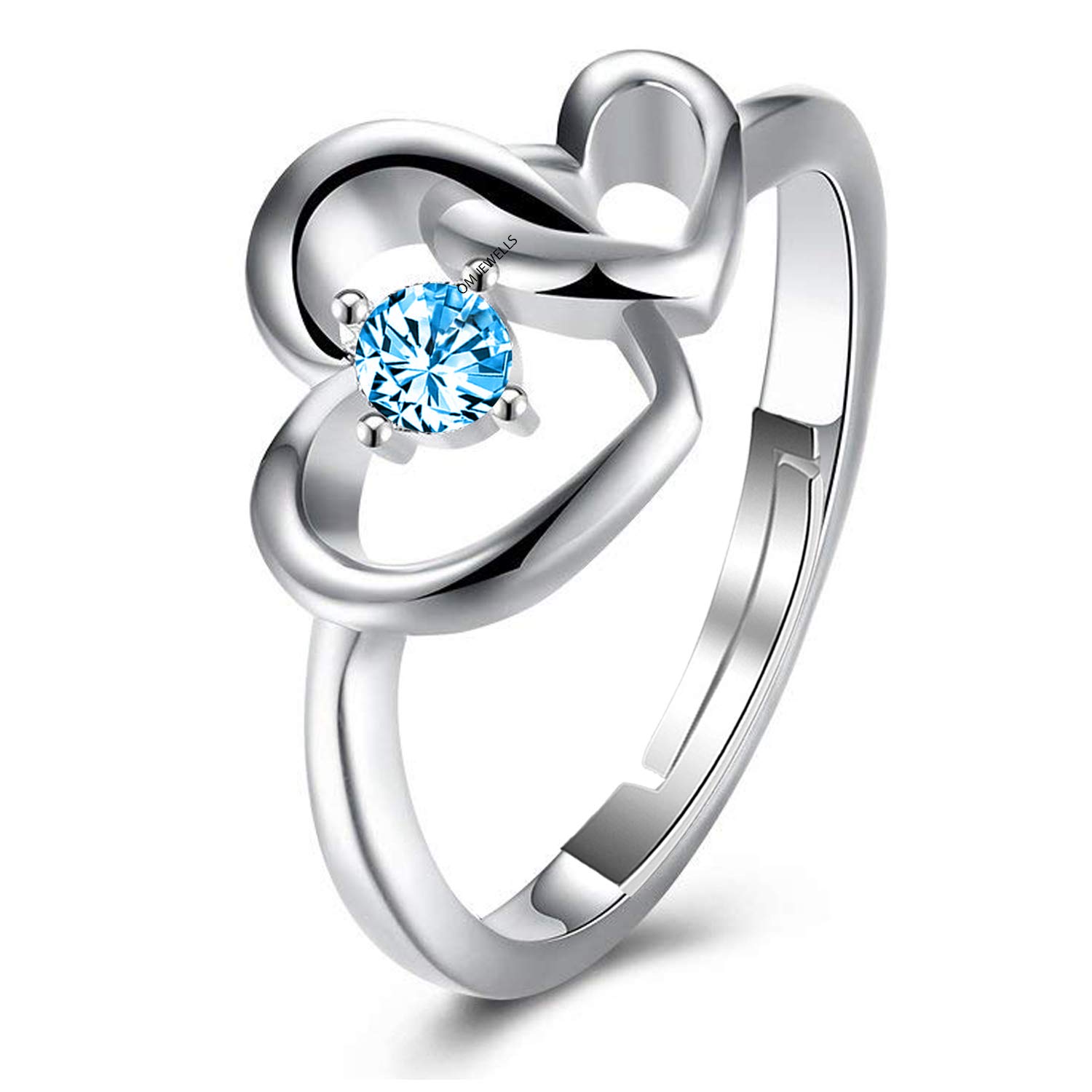 Om Jewells Cz Jewellery Rhodium Plated Heart In Heart Adjustable Finger Ring Decorated With Blue Cz Stone For Girls And Women FR1000934 (B07L3YWLZ8) Amazon Price History, Amazon Price Tracker