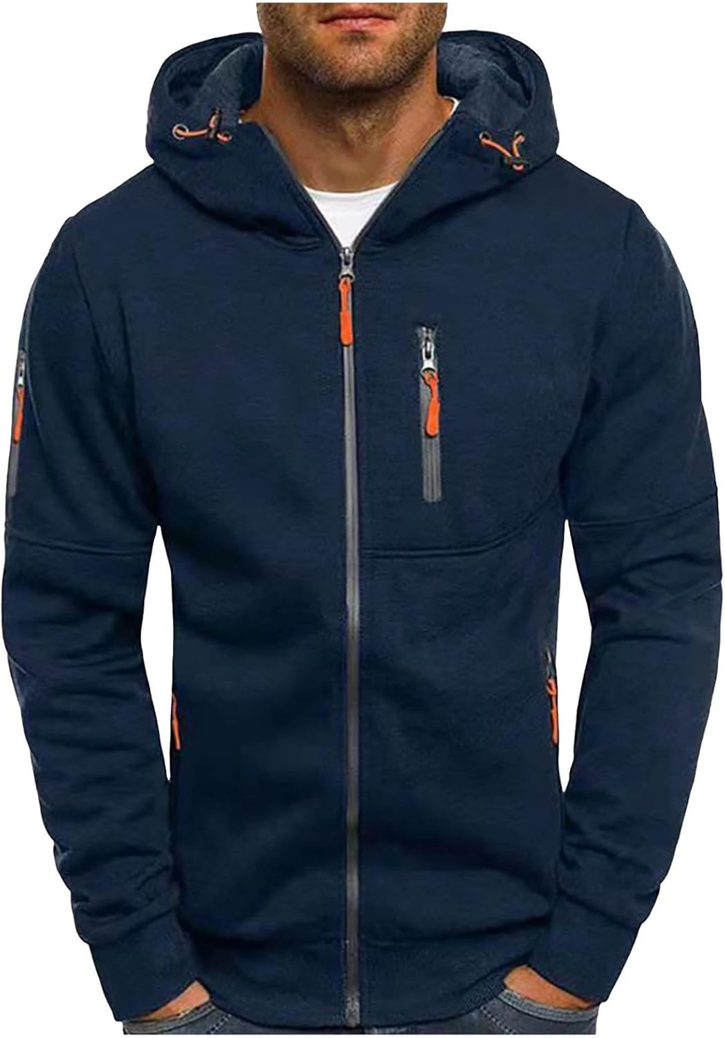 Zip Up Hoodie Men Big and Tall Mens Winter Hoodies for Men with Zip