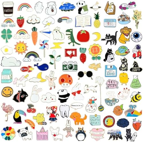 50PCs Pin Pins - Enamel Pins - Cute Brooch Pins Set - Funny Enamel Brooch Pins Bulk for Party Bags - Cartoon Lapel Pin - for Jacket Jeans Backpack Bags Decoration