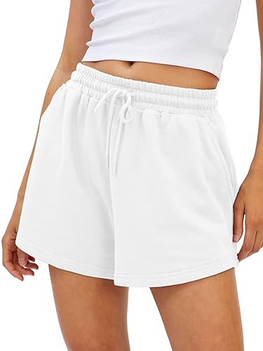 AUTOMET Women's Lounge & Casual Sweat Shorts, Soft High Waist