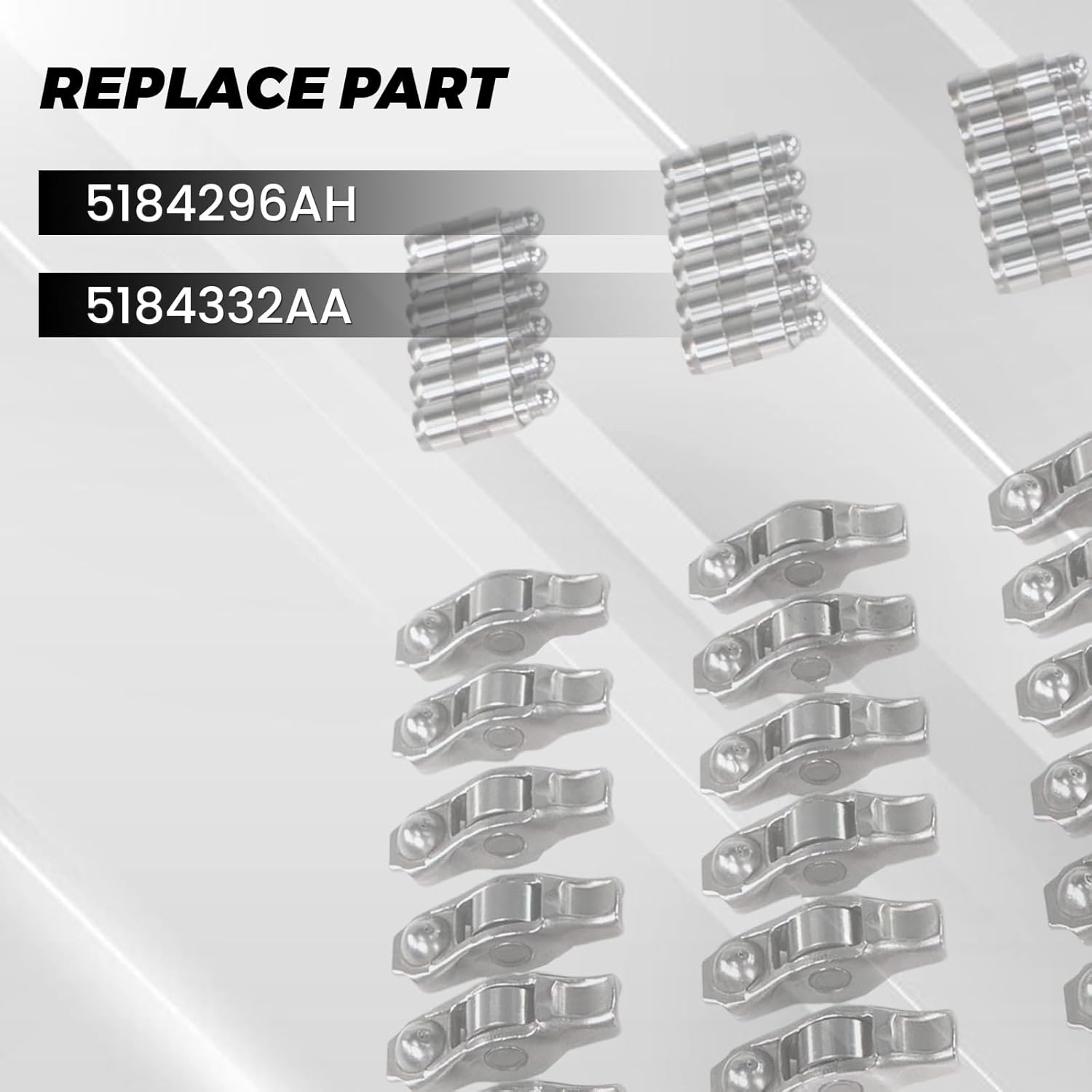 24Pcs Rocker Arms & Valve Lifters Kit 5184296AH Fits for 1500 Challenger Charger Journey Avenger for 200 300 for Wrangler 3.6 2011-2020 5184332AA