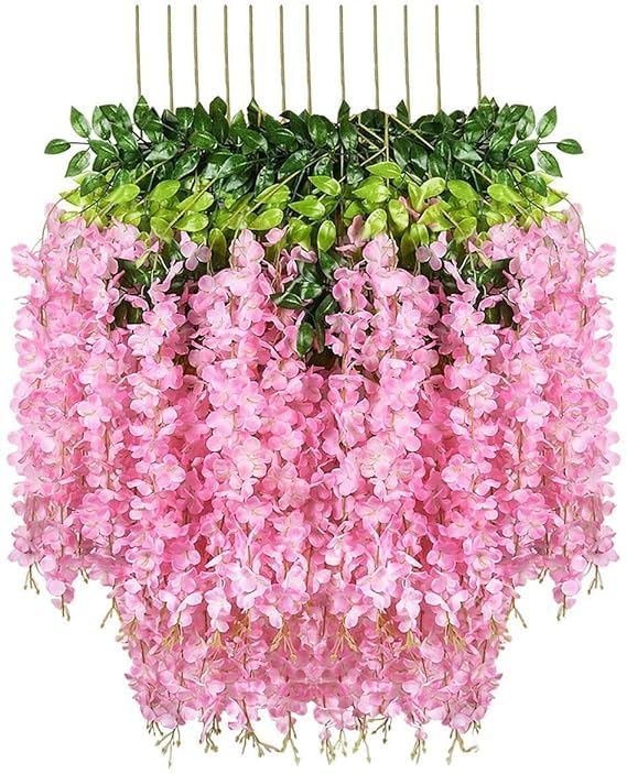 Diktmark Wisteria Vine Rattan Hanging Garland Silk Flowers String Home Party Wedding Decor (Pack of 12, Babypink) (B0CP3GXSP1) Amazon Price History, Amazon Price Tracker