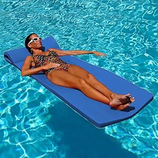 TRC Recreation Sunsation 70 Inch Adult Foam Swimming Pool Water Raft Lounger with Roll Pillow, No Inflation Needed, for Pool or Lake, Bahama Blue