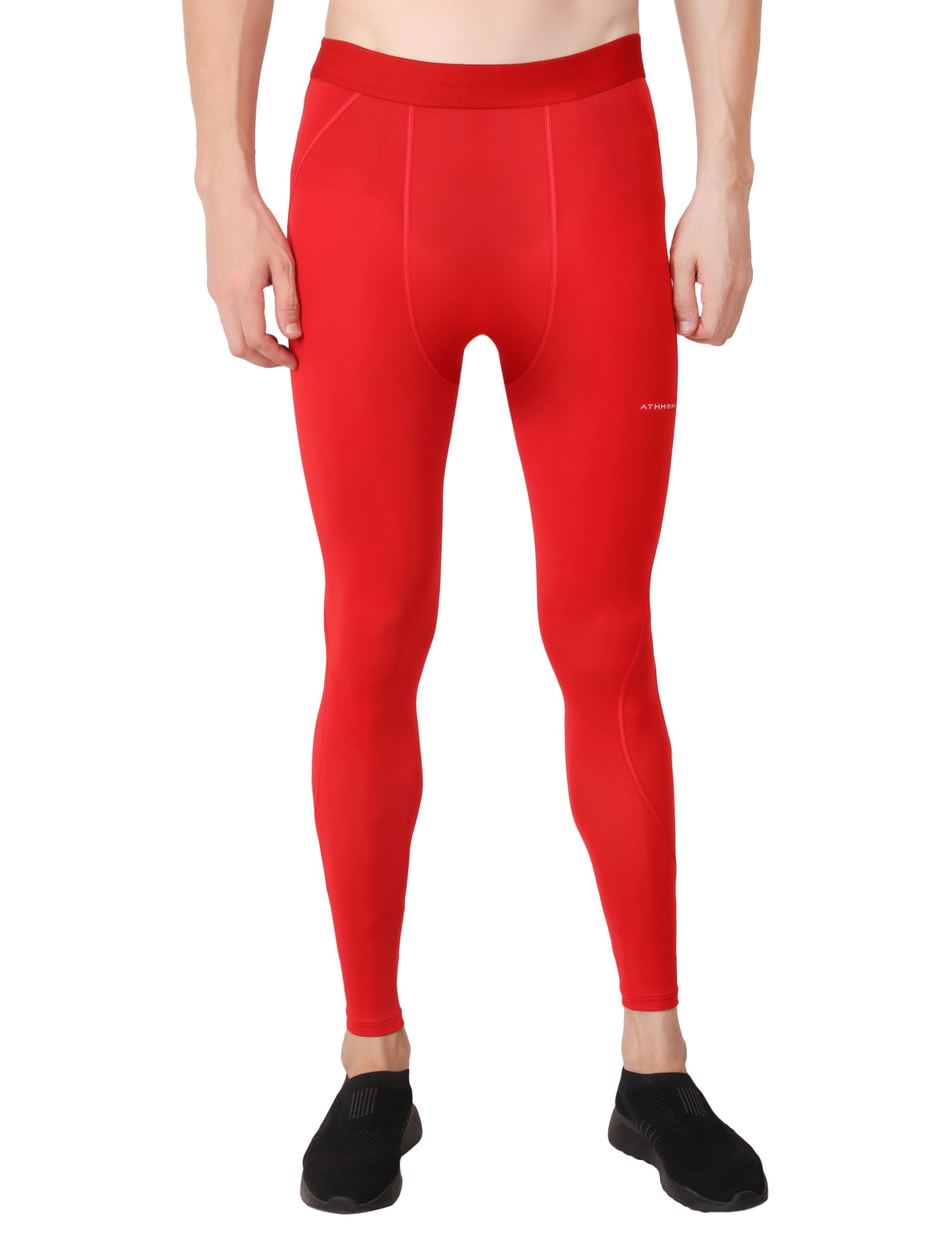 athmonk Compression Nylon Lycra Lower Leggings Tights Yoga Pants for Men Boys - Workout Gym Exercise Running Cycling Training - Full Leg Sleeves - Cold Weather Sports Inner - Skinny Fit-picture-28