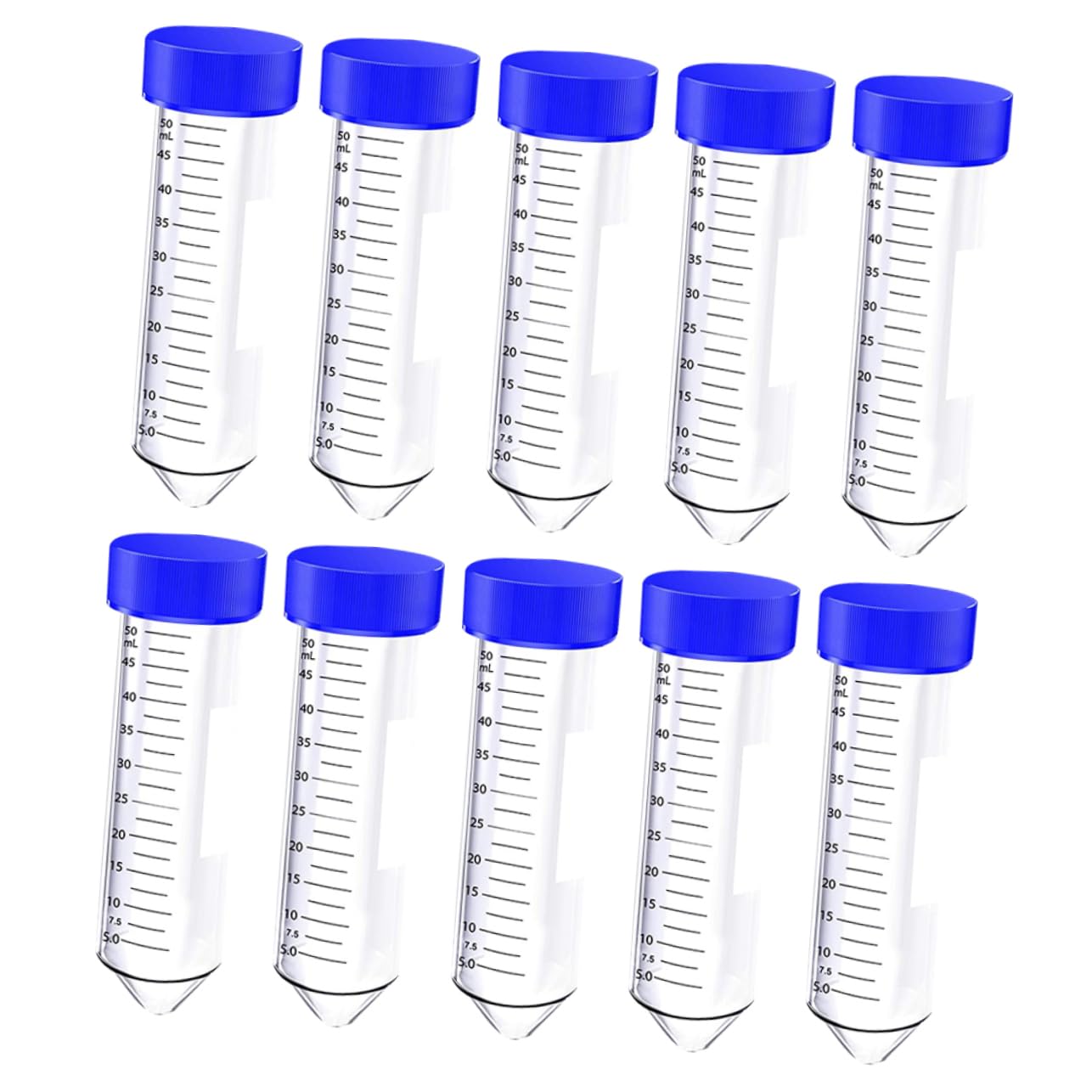 Ciieeo Provette Centrifuga 50ml con Fondo Conico, Plastico Blu, 50 Pezzi