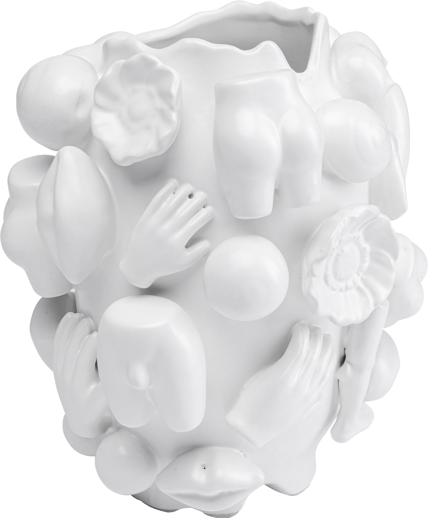 Kare Vaso di design Body Part, bianco, decorativo, vaso di fiori, in ceramica, fatto a mano, unico, 25 cm (H)
