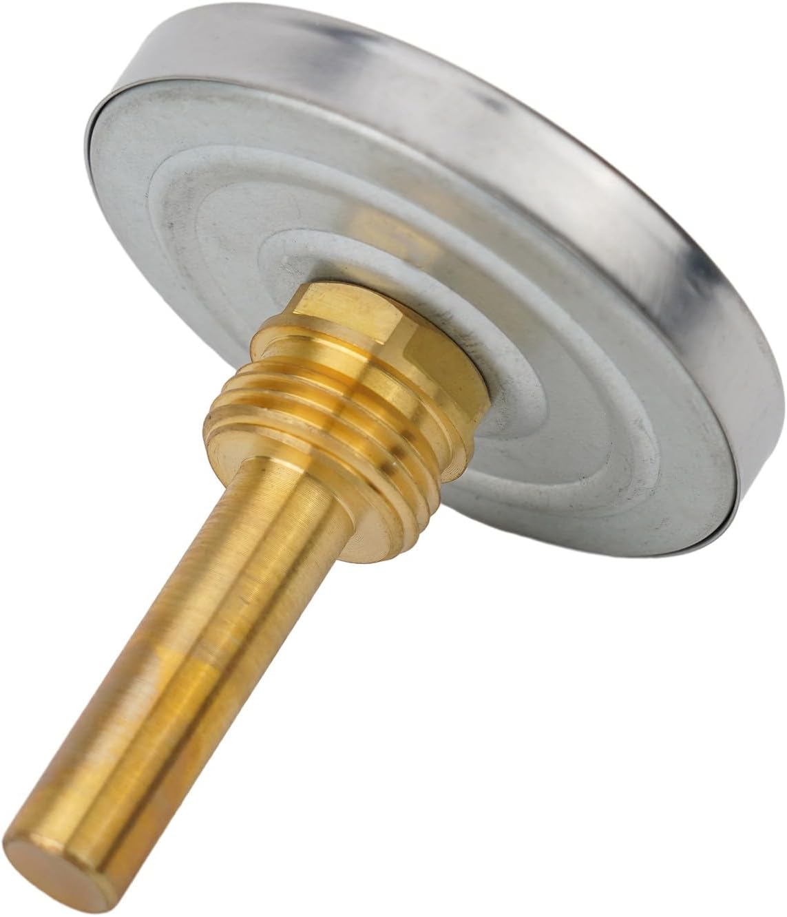 63mm Bimetal Thermometer with Brass Sleeve, 0-120°C Analog Dial Temperature Gauge for Boiler Heating Water Oil Air, Stainless Steel Case