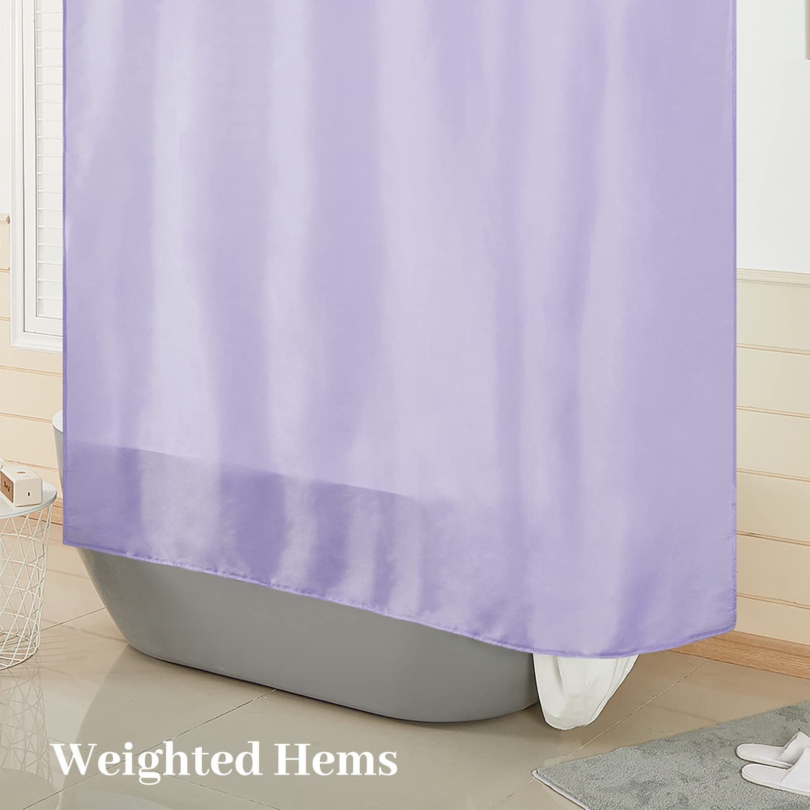 Furlinic Tenda Doccia Antimuffa Tessuto in Poliestere Grande Tende Doccia Impermeabile Lavabile Viola Tenda Vasca da Bagno con 12 Ganci 200x200cm.