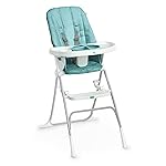 Ingenuity Sun Valley Compact Folding Baby High Chair, Food-Grade Safe Plate, 5-Point Harness, for Ages 6 Months and Up, Unisex - Teal
