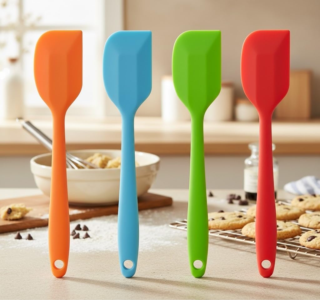 Silicone Spatula 4-piece Set, Heat-Resistant Spatulas, Non-stick Rubber Spatulas Non-Stick Flexible Scrapers Baking Mixing Tool (Small)