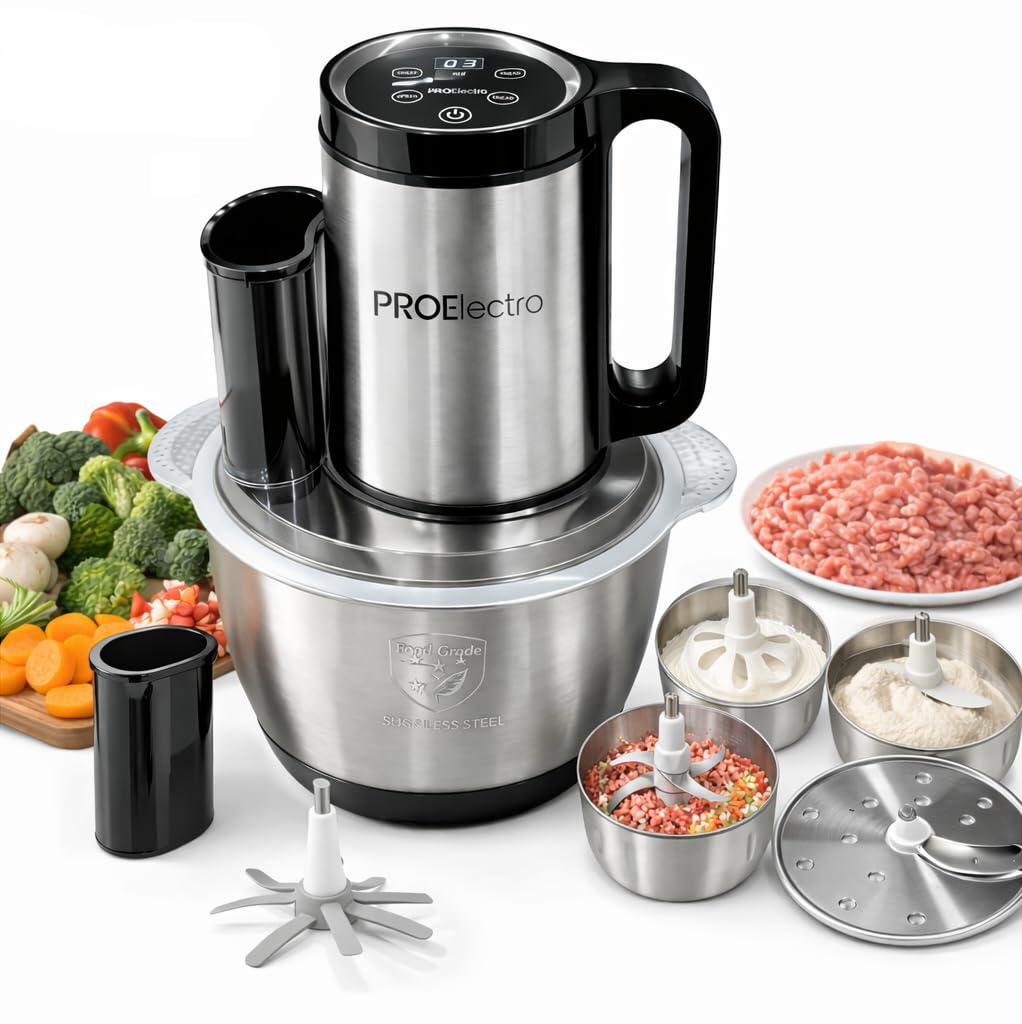 Electric Chopper For Kitchen Use 800 Watts Powerfull 100% Pure Copper Motor | 7 Attachments With Touch Control | Food Processor, Meat & Vegetable Chopper (3L)-image-0