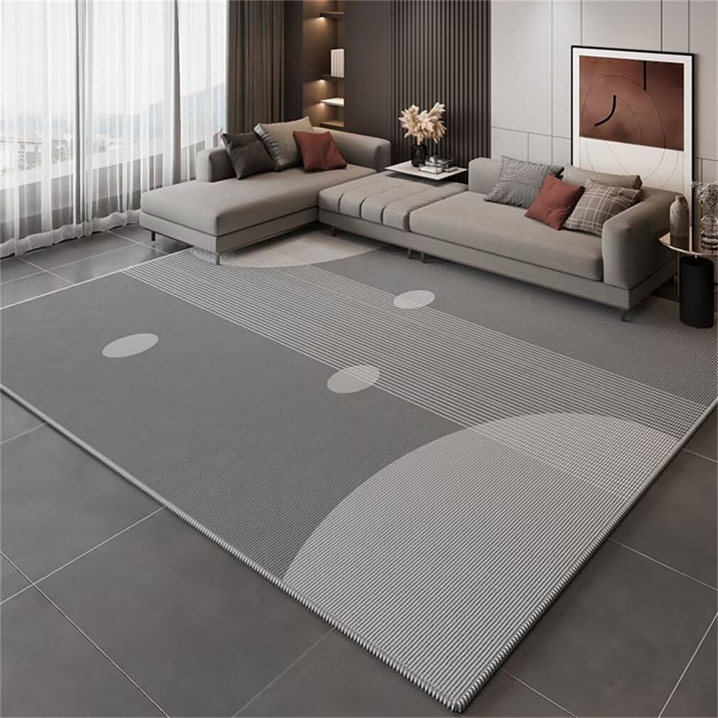 Tapis de salon lavable gris 70x140cm à fines rayures modernes pour l'espace de jeux des enfants