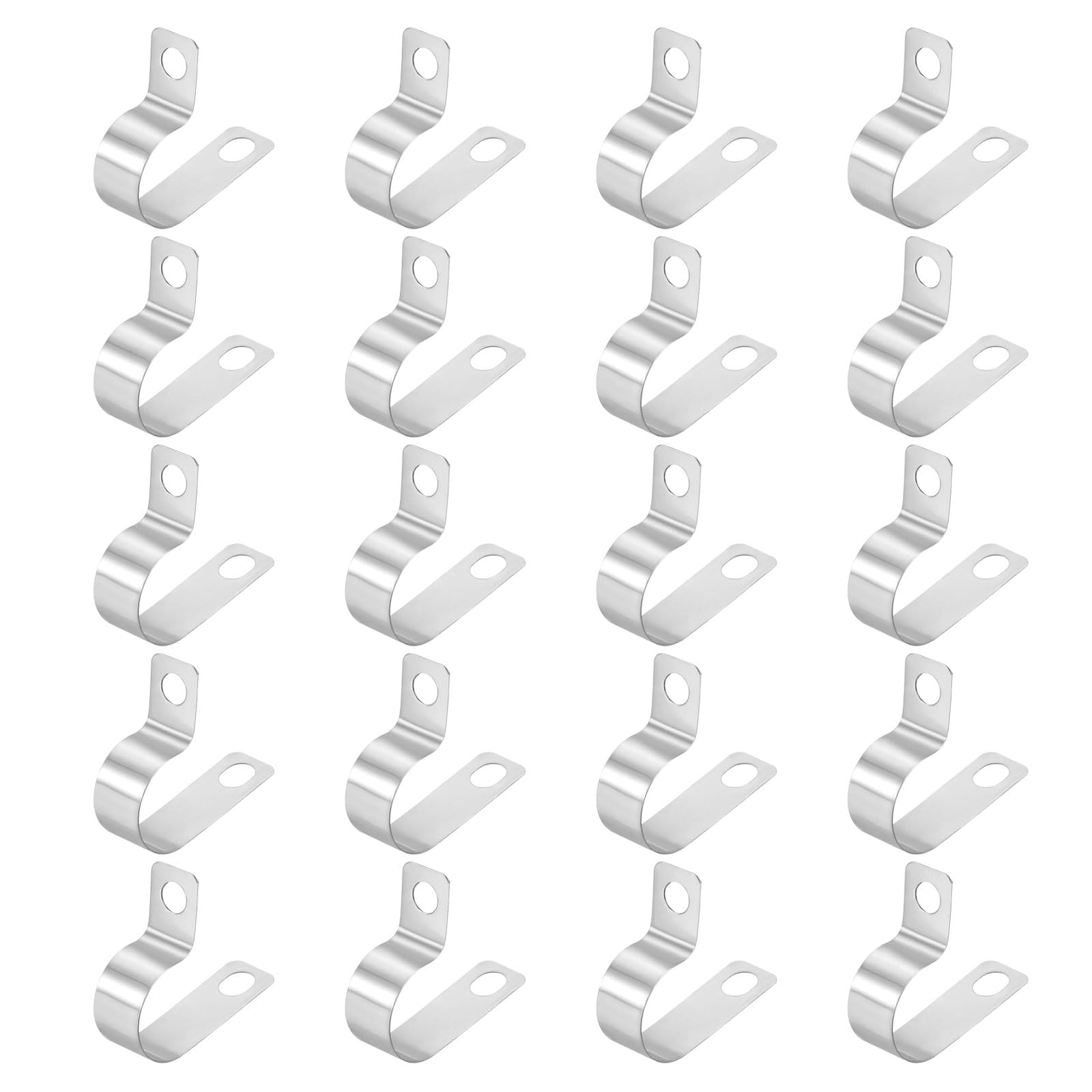 sourcing map 20pcs Metal Wire Clamp 5/8" Inch (16mm) R-Type Cable Clip 304 Stainless Steel Conduit Cable Clamp Cord Fastener Holder Strap Clip for Industrial Household Installation Pipe Wire