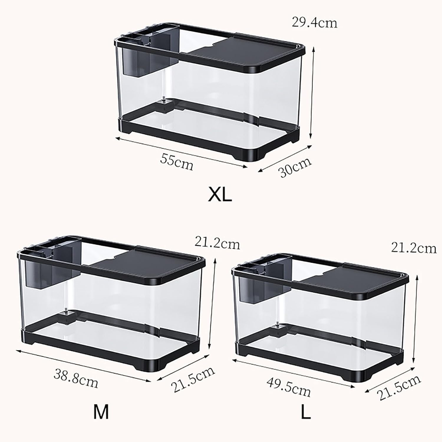 Starter Kit Acquario - Installazione completa con filtro e luci LED, ideale per principianti, acquario autopulente per una manutenzione senza sforzo