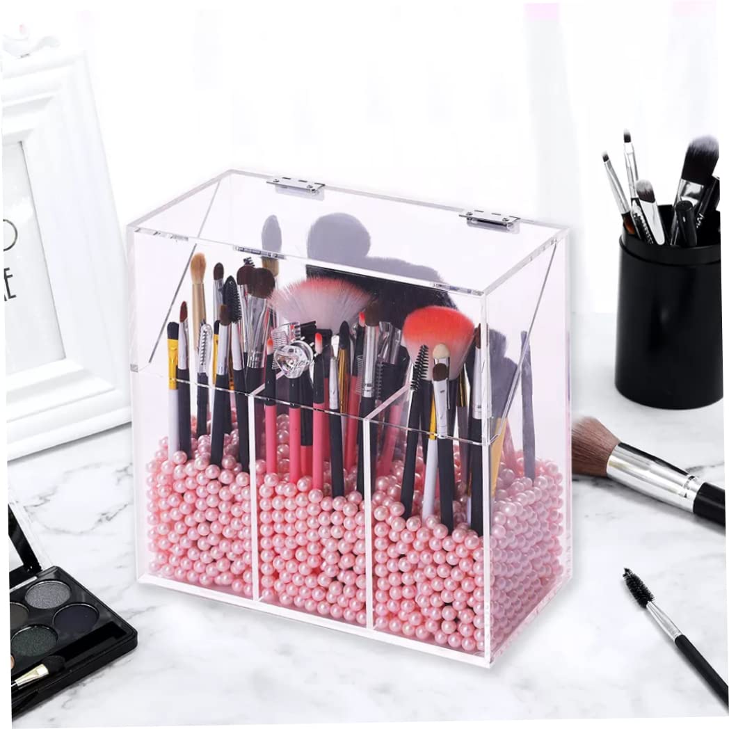 Porta del pennello per trucco con coperchio Clear Clear Acrilic Crackup Organizzatore Scatola di stoccaggio della spazzola cosmetica, Porta del pennello per trucco