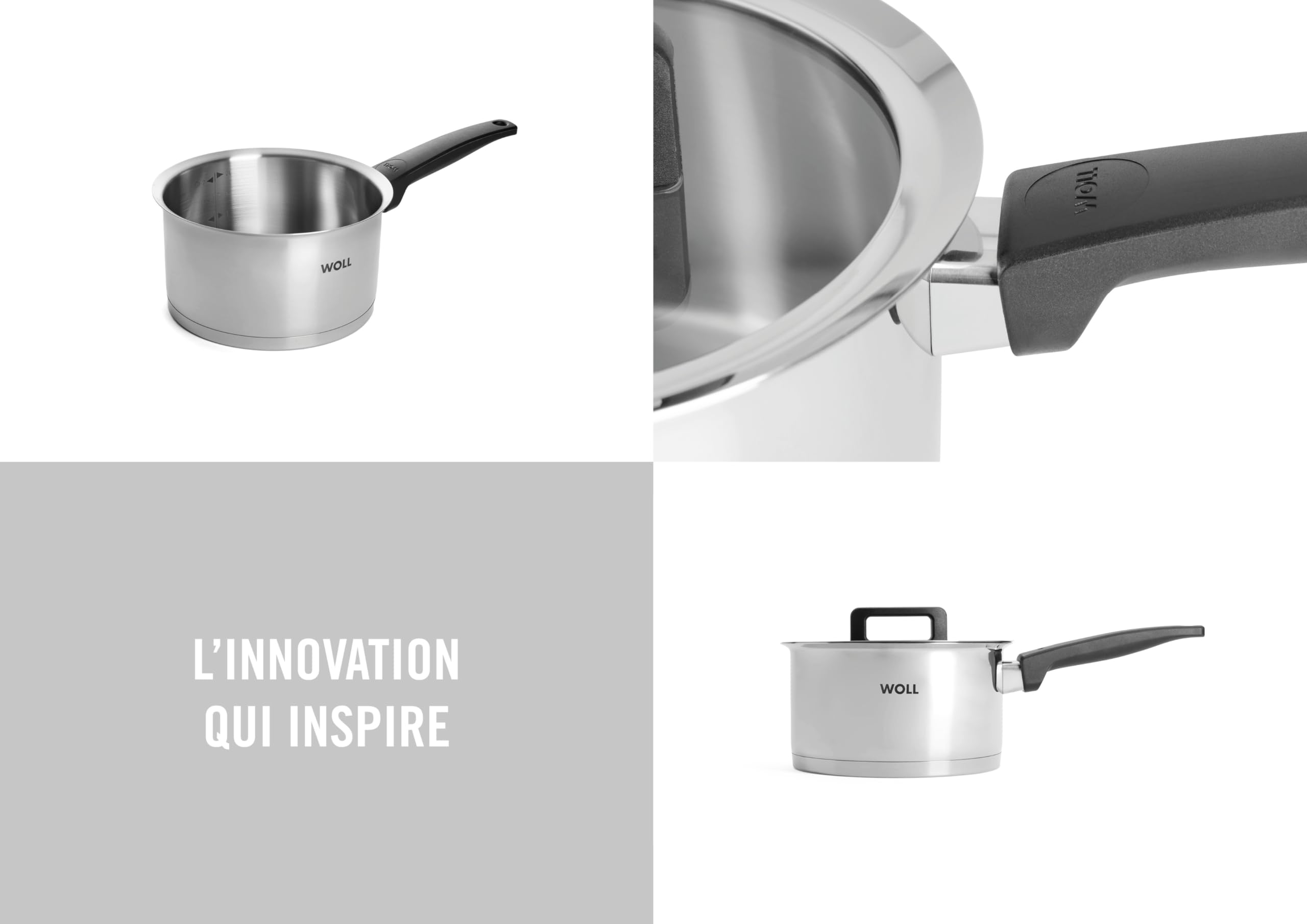 WOLL – Concept casserole Ø 18 cm en acier inoxydable avec couvercle, 2,5 l – induction – tous feux – compatible four jusqu’à 200 °C – durable, coloris argent