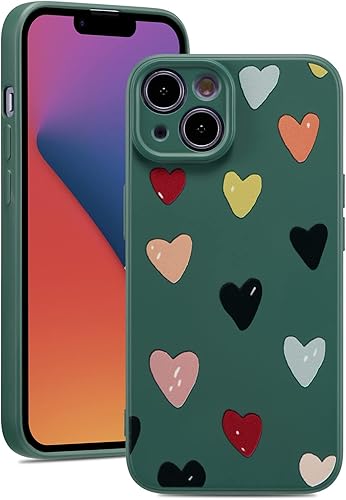ZTOFERA Funda suave para iPhone 13 de 6.1 pulgadas, silicona a prueba de golpes, protección contra golpes, lindo patrón de corazones, para niñas y