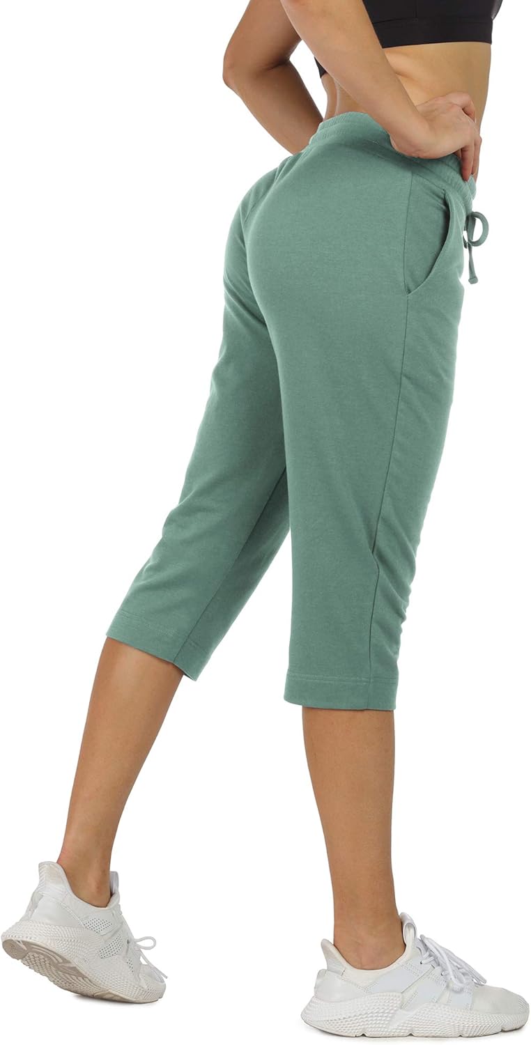 icyzone Capri Sweatpants for Women - French Terry Workout Cropped Joggers Athletic Lounge Pants with Pockets - Image 5