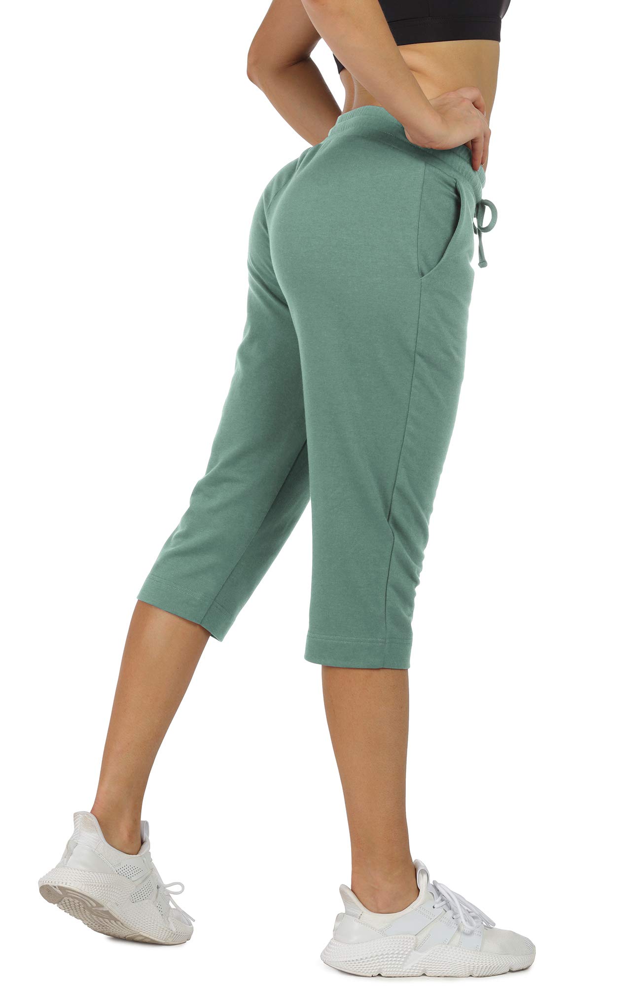 icyzone Pantalon de Jogging pour Femmes 3/4 Pantalon de Sport Capri Pantalons pour Fitness Running