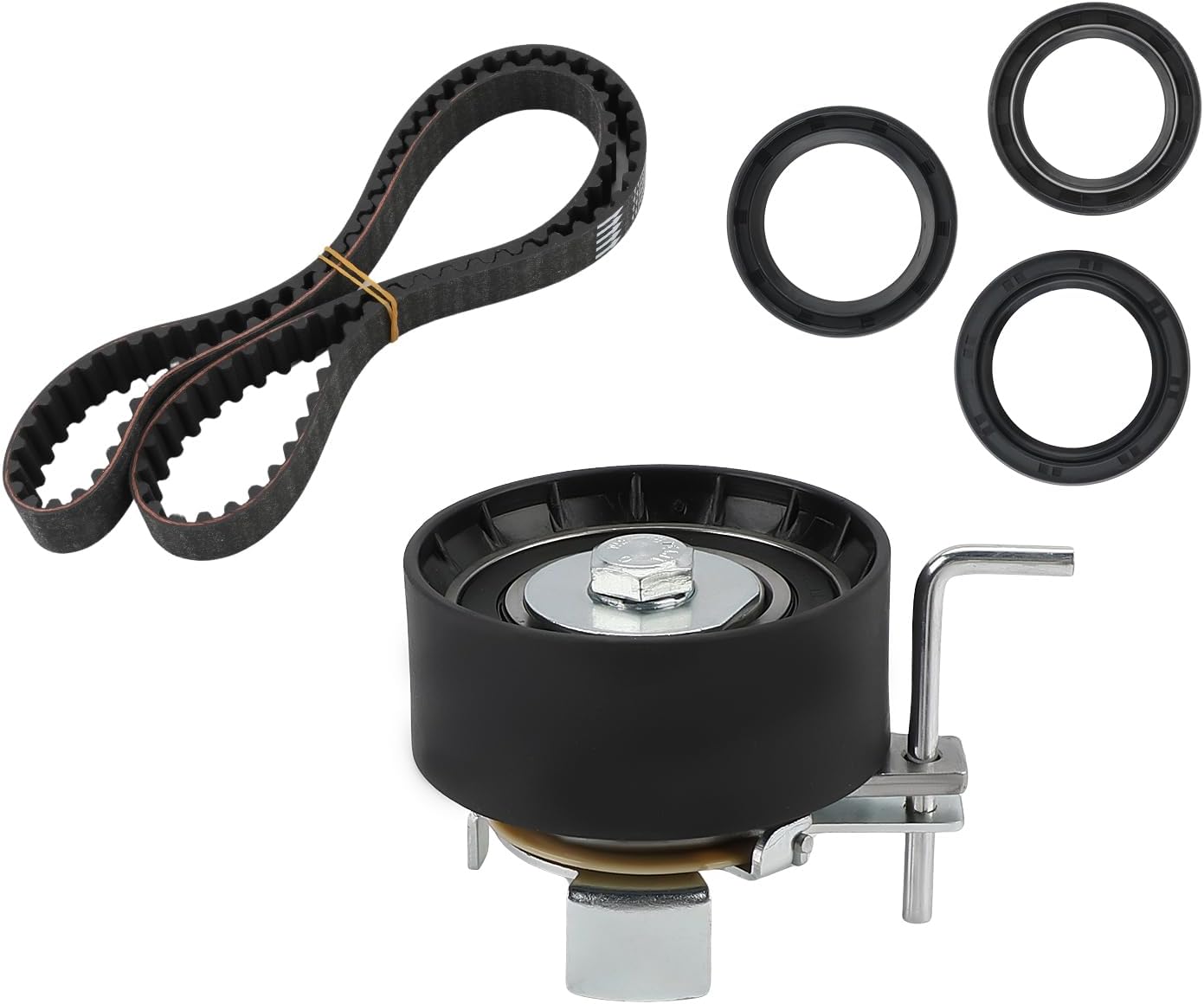 Engine Timing Belt Kit with Tensioner & Seals Compatible with Ford Escape 2013-2020 Fiesta 2014-2019 Fusion 2013-2020 Transit Connect 2014-2016 L4 1.5L 1.6L DOHC Turbocharged