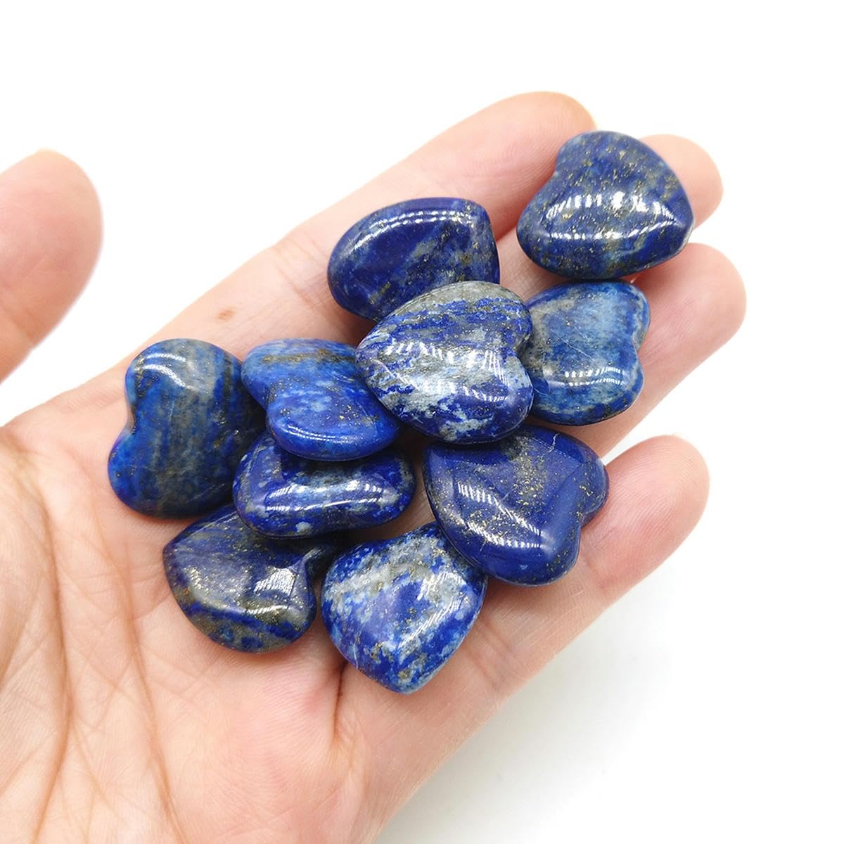 10 Ciottoli Di Cristallo A Forma Di Cuore - Pietre Decorative Per Casa, Giardino, Lapis Lazuli, 2 Cm - Foto 10