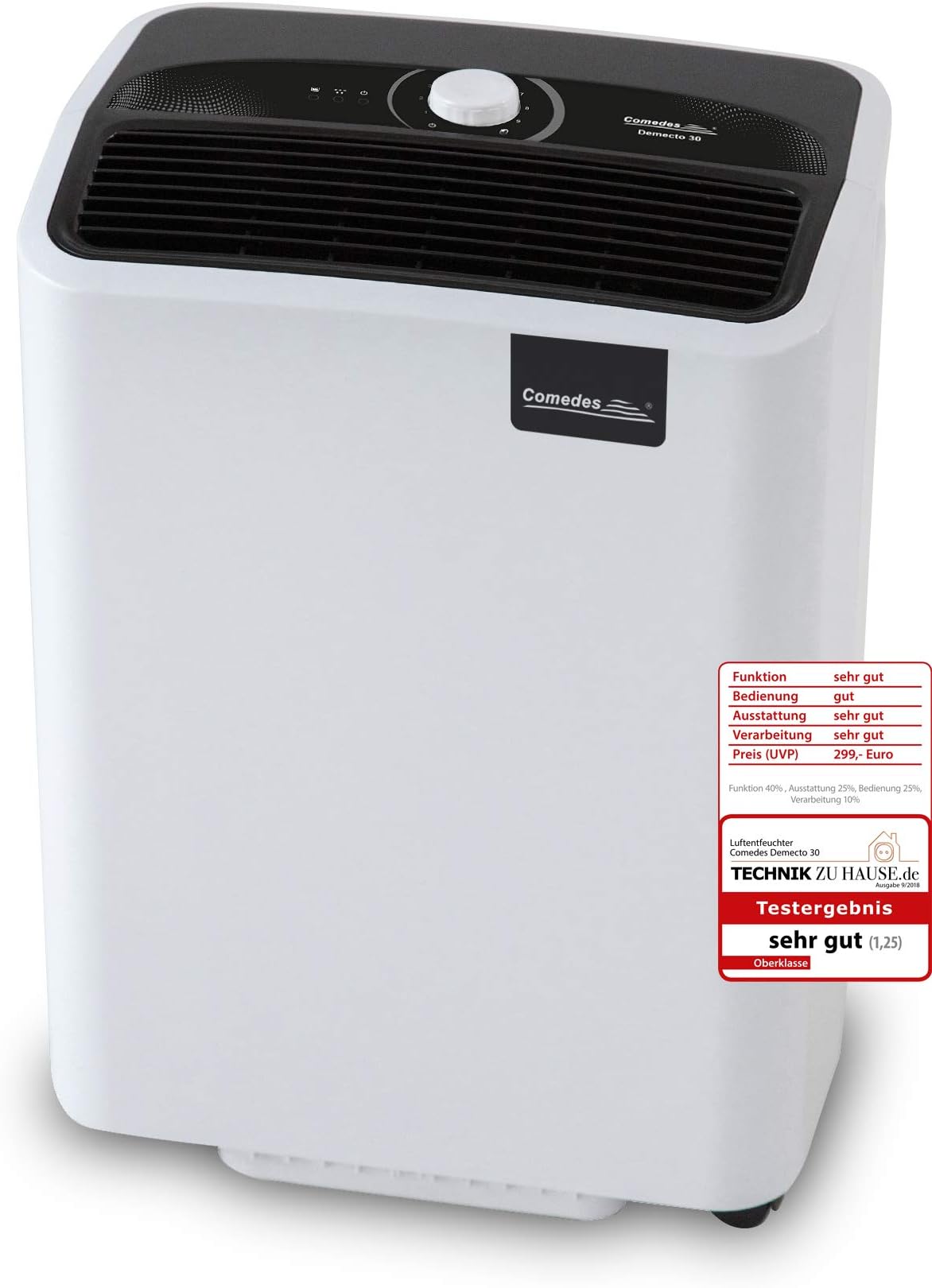 Comedes Demecto 30 - Powerful dehumidifier for Large bathrooms, Living Rooms and cellars up to 230m³, up to 33 l/Day