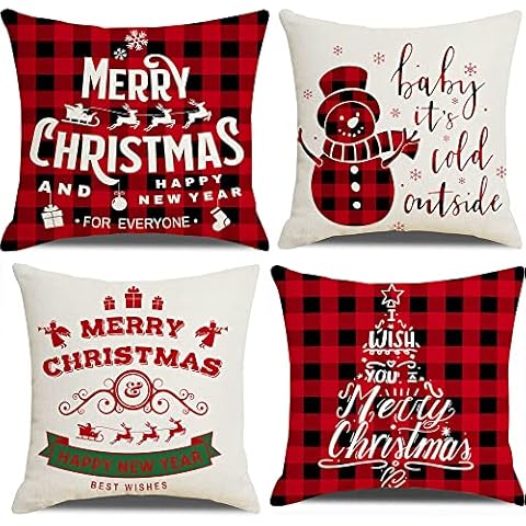 Christmas Cushion Cover Pack of 4 Cushion Covers Cover