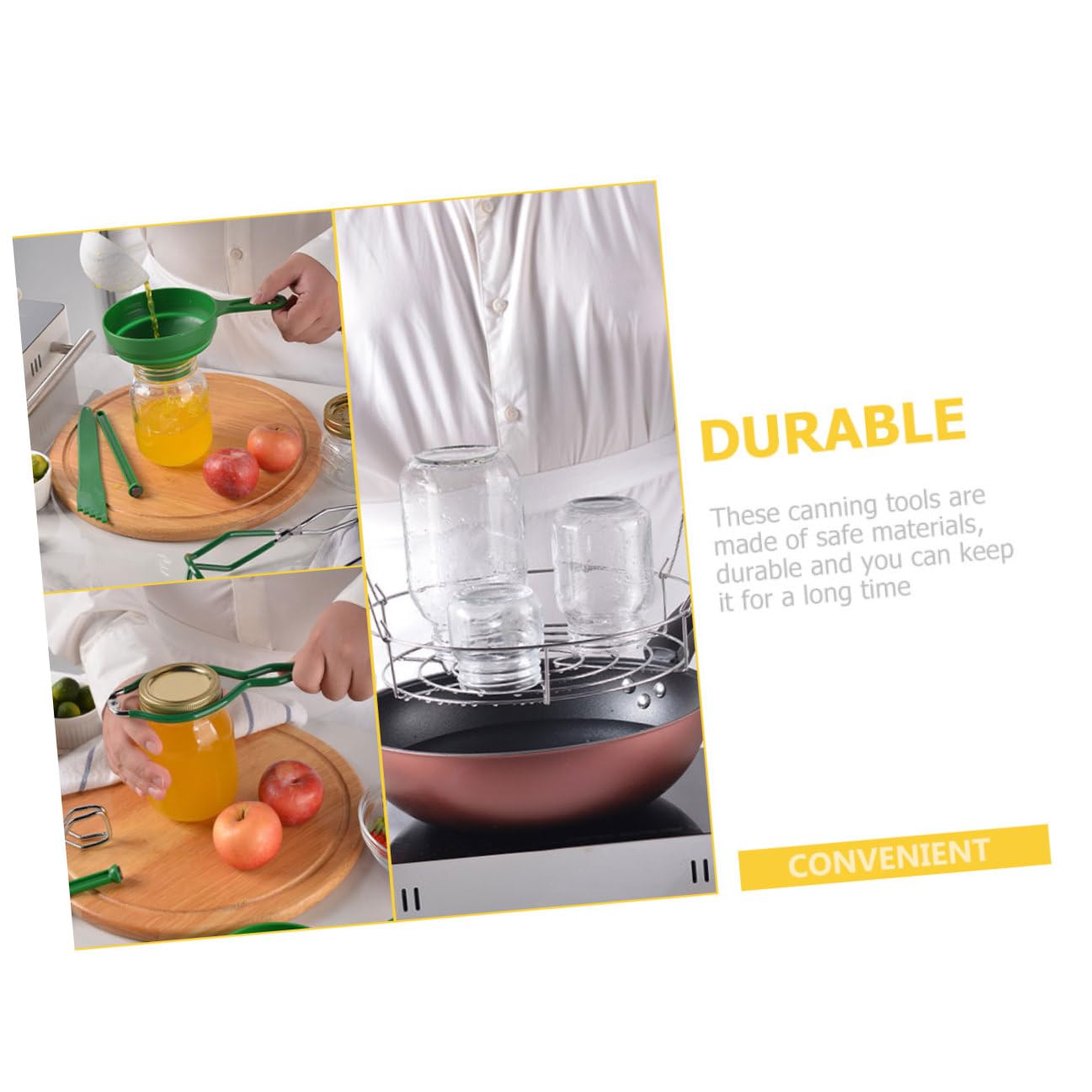 SHINEOFI 7 Pezzi Canning Kit per Conservare Marmellate con Pinze Antiscottatura e Imbuto Utensili Professionali per Cucina Casalinga Accessori per Barattoli e Conserve Verde
