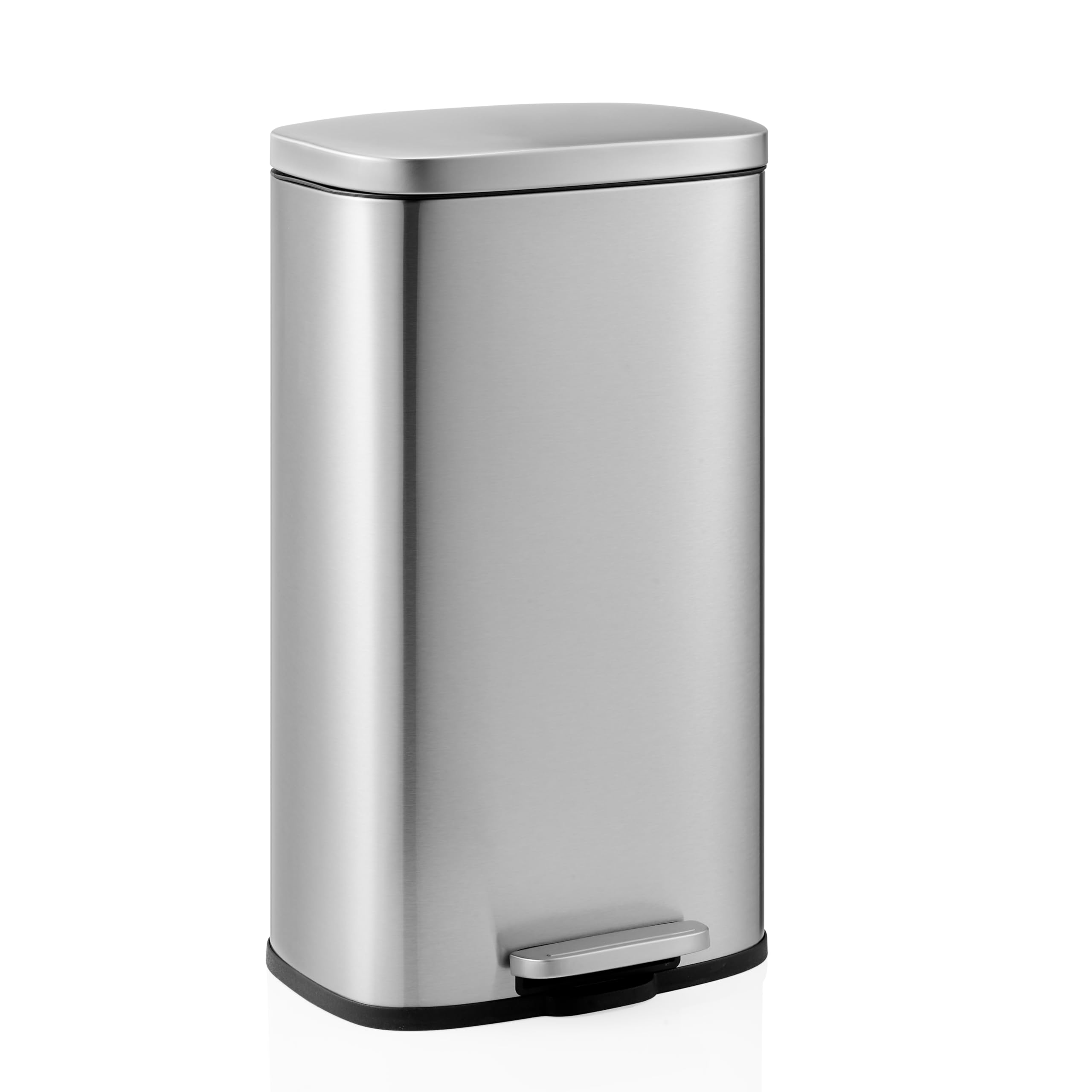 hjh OFFICE Mülleimer Clean 15 – 30 Liter, Edelstahl/Kunststoff, Soft-Close Deckel