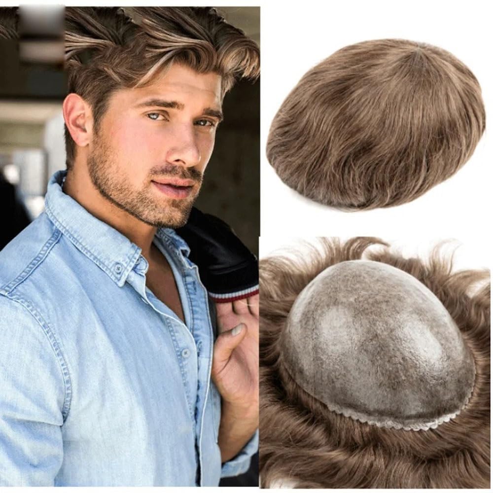 Perruque hommes 100% cheveux humains indiens - Prothèse capillaire haut de gamme membrane peau