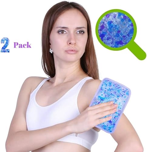 Miniatura 2 de FOMI Care - Paquete de 2 paquetes de hielo con cuentas de gel caliente y frío | Perfumado de lavanda | Envoltura fría reutilizable, compresa fría y