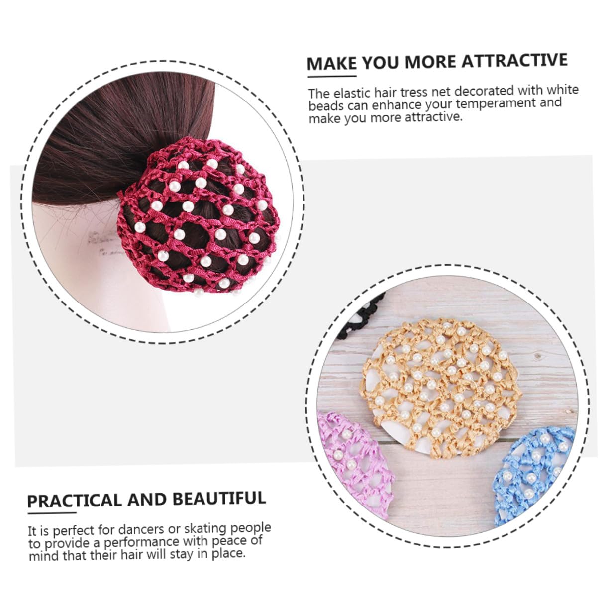 13pcs Hair Pearl Hairnet Mesh Crochet Net Bun Cover Lady Hats Profession Bun Women Flight Attendant Decor Women Snood