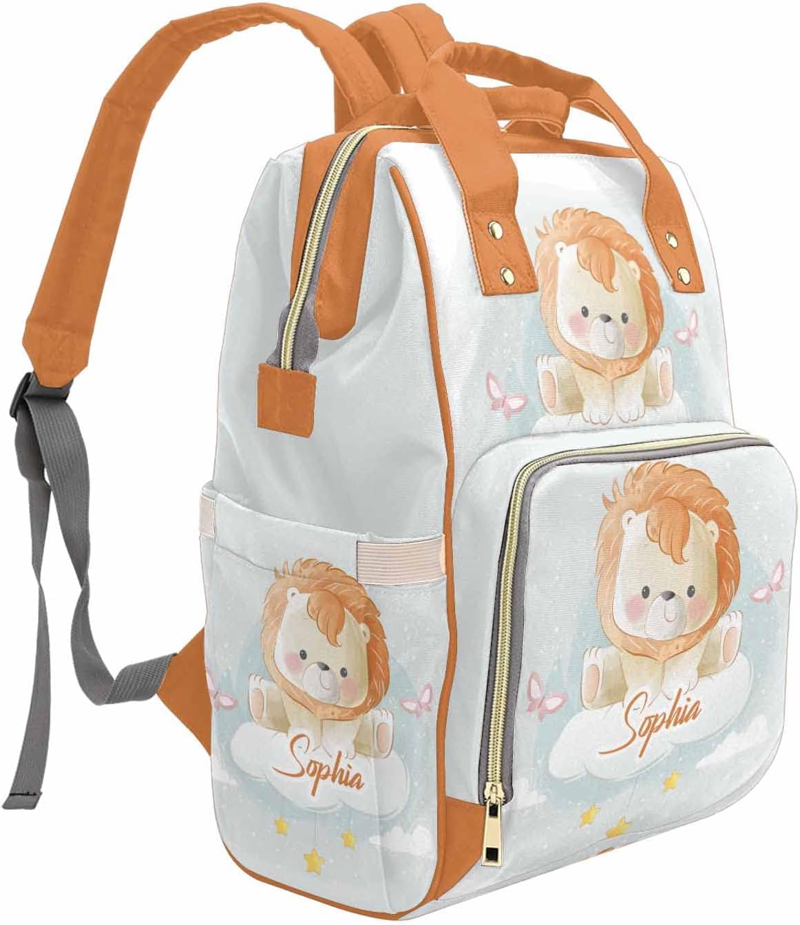 M YESCUSTOM Custom Name Diaper Bag Personalized Cute Animal Mommy Bag Backpack Customized Baby Bag with Butterfly